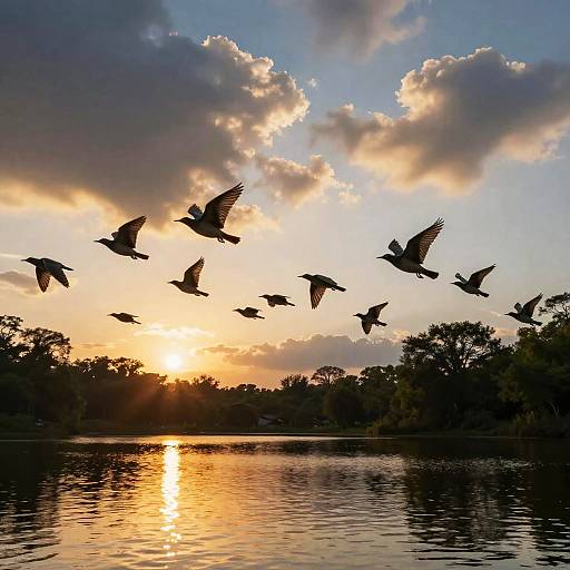 Swirling Starlings Over Tranquil Lake