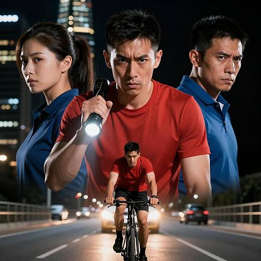 Dynamic Urban Action Scene with Three Figures