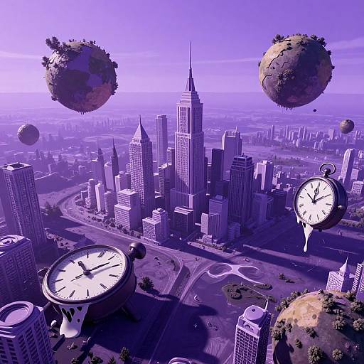 Surreal Lavender Dreamscape City