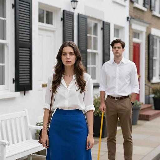 Candid Portrait in Front of Townhouses