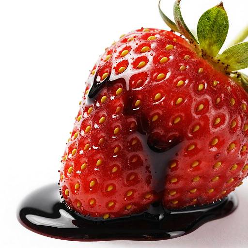 Strawberry with Black Syrup Close-up