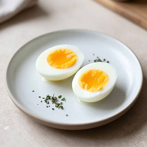 Boiled Egg on Rustic Ceramic Plate