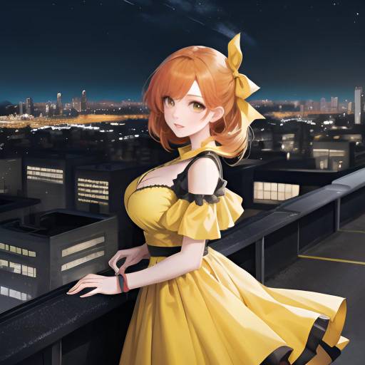 Aesthetic Anime Girl in City Night