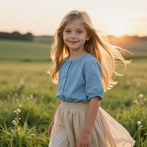 Young Girl in Sunny Meadow