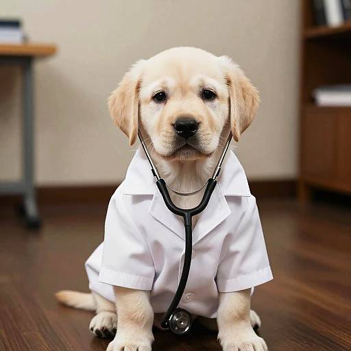 Realistic Labrador Puppy in Doctor's Attire