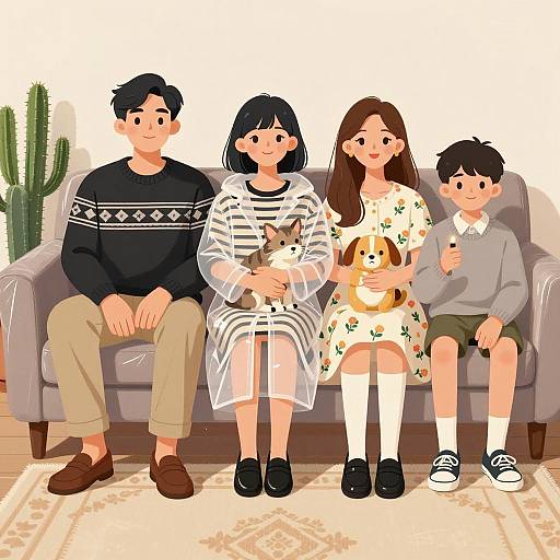 Cozy Living Room Scene with Friends