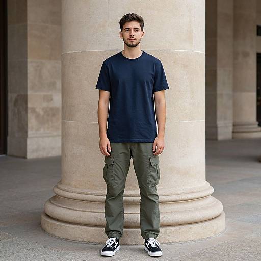 Young Man by Stone Columns