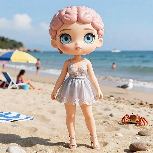 Futuristic Cyber Beach Siren in Lace