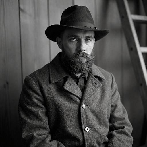 Rugged Bearded Man, High-Contrast Portrait