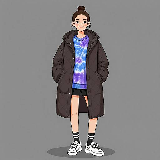 Smiling Woman in Casual Streetwear