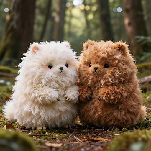 Cozy Fluffy Animals in Forest