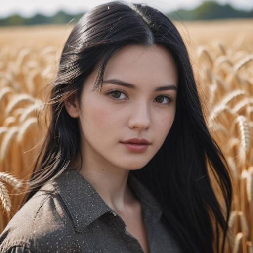 Realistic Portrait of a Girl in Wheat