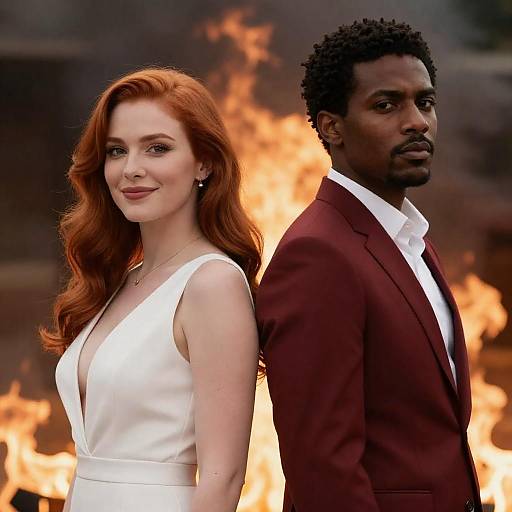 Dramatic Back-to-Back Portrait with Flames