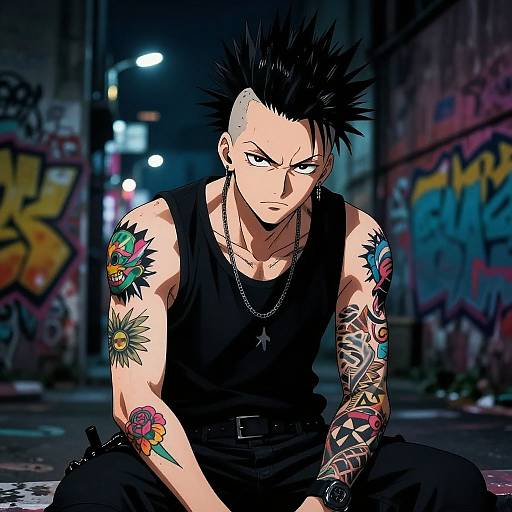Anime Mohawk Punk in Urban Night