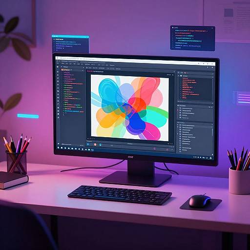 AI Digital Artist Workspace Illustration