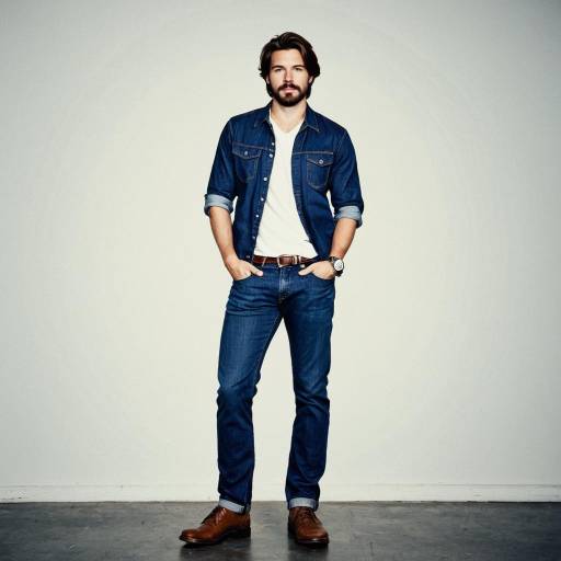 Stylish Male in Tapered Denim Attire