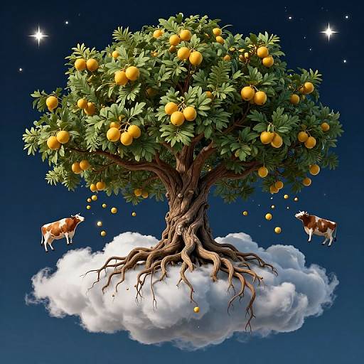 Celestial Tree with Golden Fruits