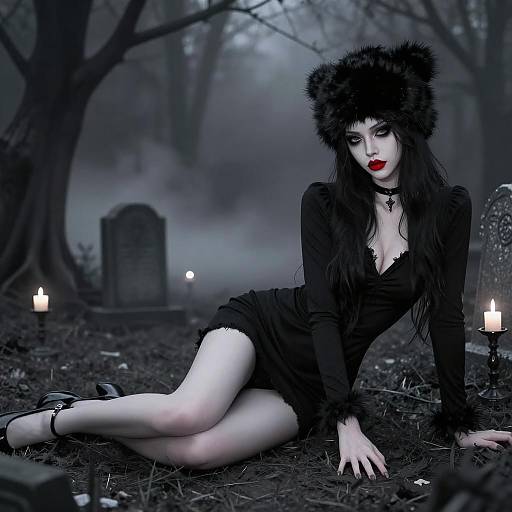 Gothic Woman in Dark Forest Setting