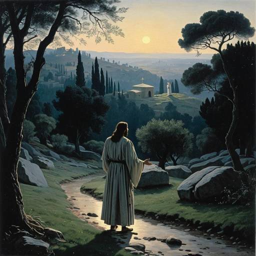 Jesus in the Garden of Gethsemane at Dusk
