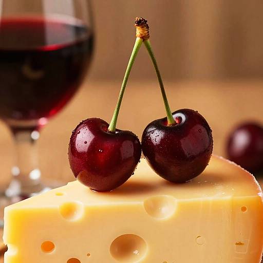 Cherries and Swiss Cheese Close-Up