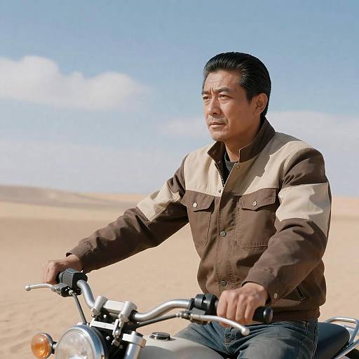 Focused Rider in Desert Landscape