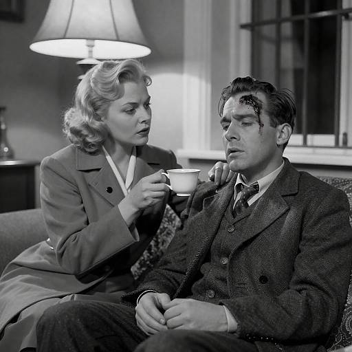 1940s Dramatic Scene with Concerned Woman