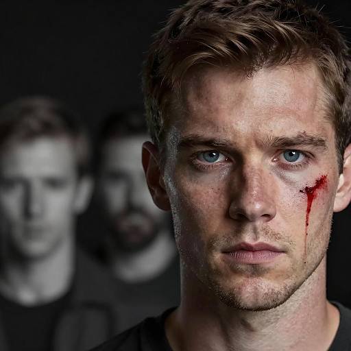 Intense Portrait with Grayscale Background