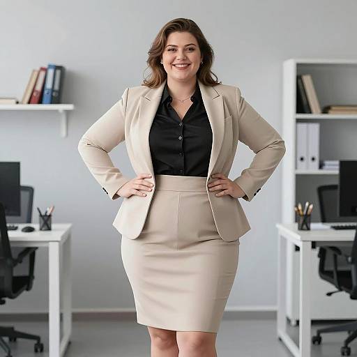 Confident Plus-Size Woman in Office Wear