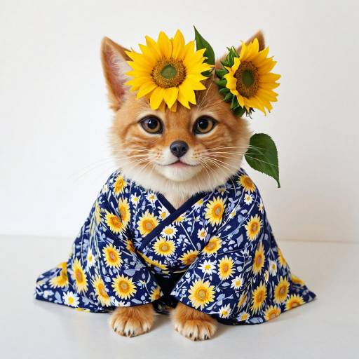 Charming Humanoid Dog in Floral Attire