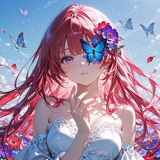 Colorful Girl with Floral Accents