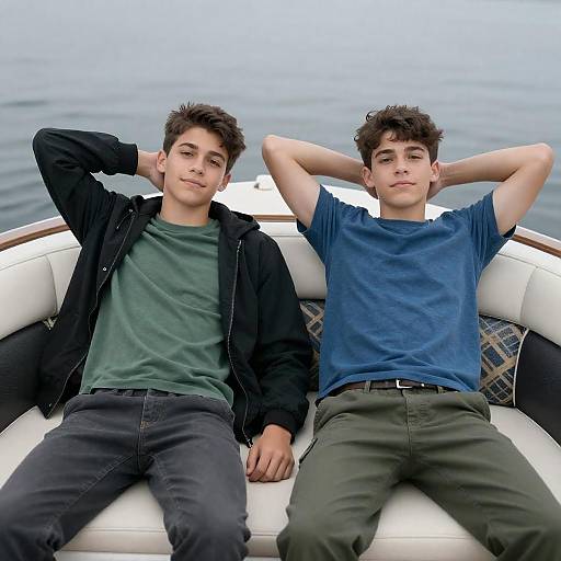 Teenage Boys Relaxing on a Boat