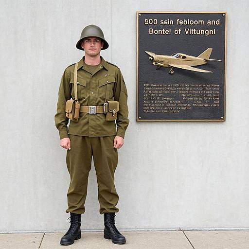 WWII Soldier with Mustang and Plaque