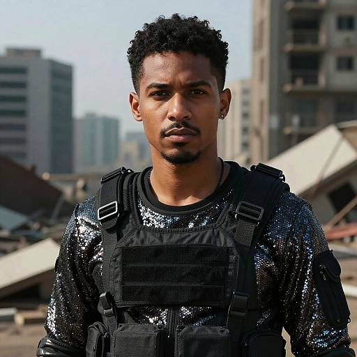 Dystopian Rebel Portrait with Sequins