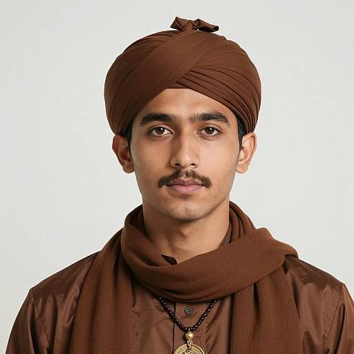 Young Man in Brown Indo-Western Traditional Attire