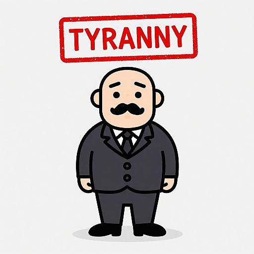 Cartoon Dictator with Tyranny Stamp