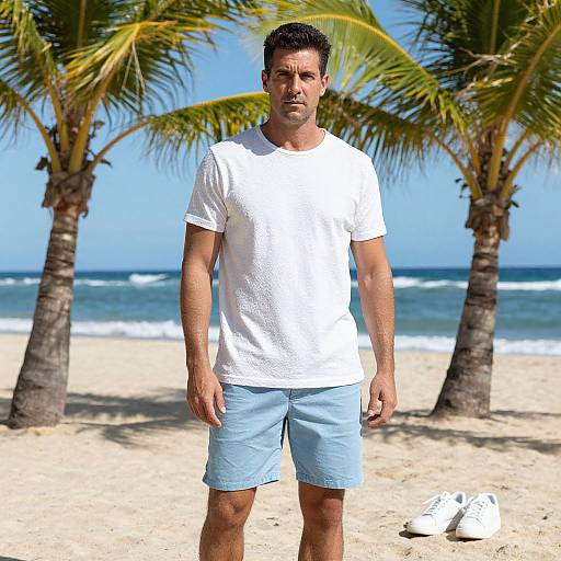 Handsome Man on Sunny Tropical Beach