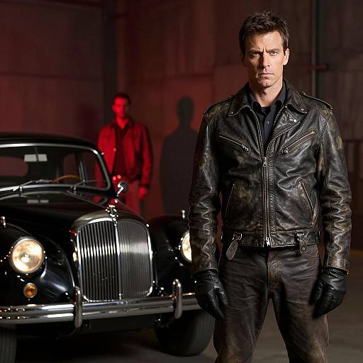 Mysterious Man with Vintage Car