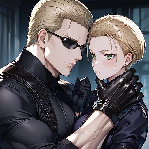 Illustration of Albert wesker, resident evil in the style of Suujiniku