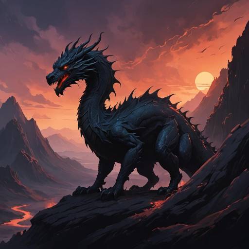 Mystical Dragon in Volcanic Dusk