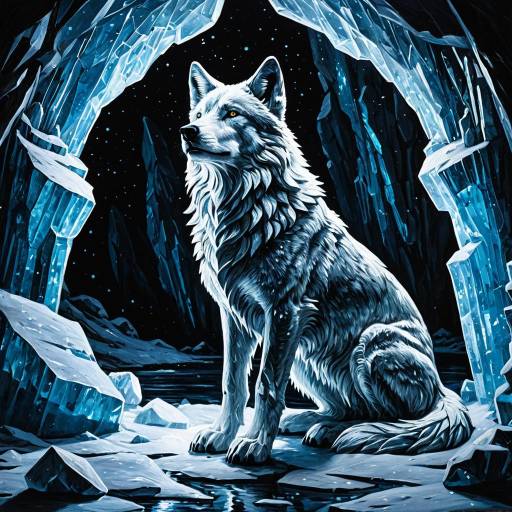 Majestic Glass Wolf in Ice Cavern Majestic Glass Wolf in Ice Cavern