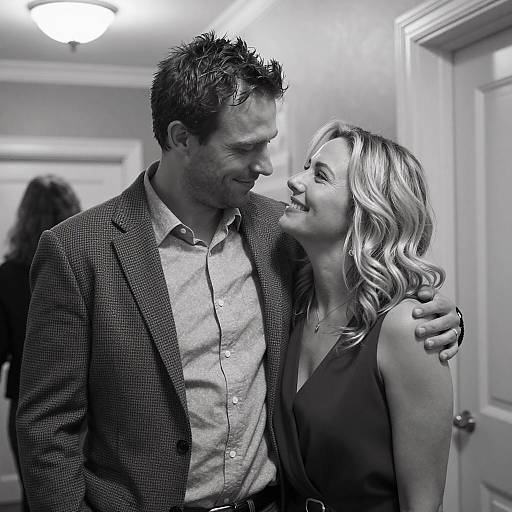 Affectionate Couple Embracing in Hallway