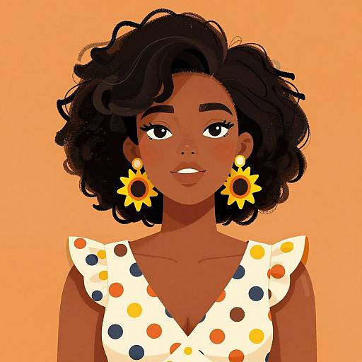Retro Afro-Latina Portrait Illustration