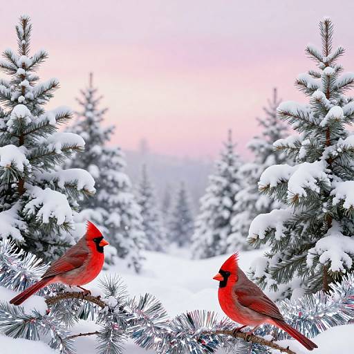 Wintery Christmas Border with Cardinals
