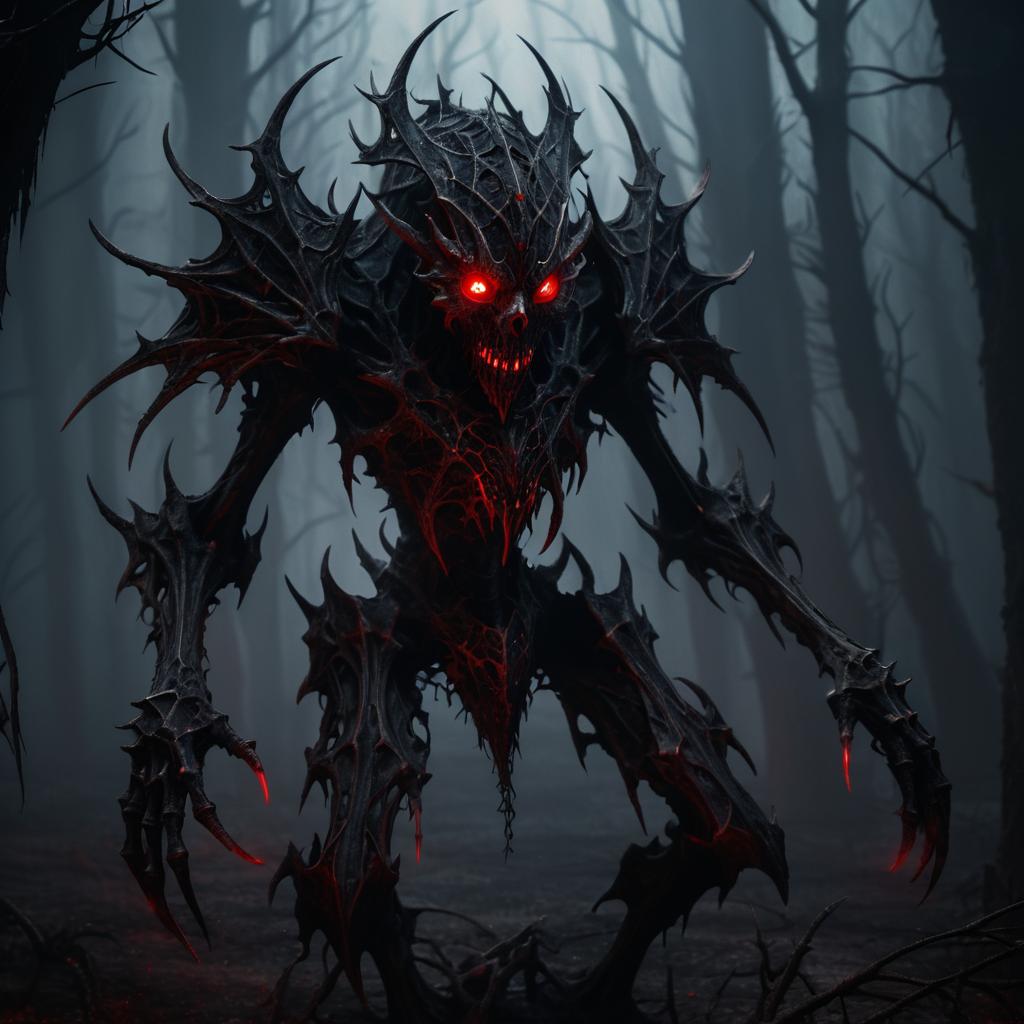 Nightmarish Skeletal Creature in Fantasy Art