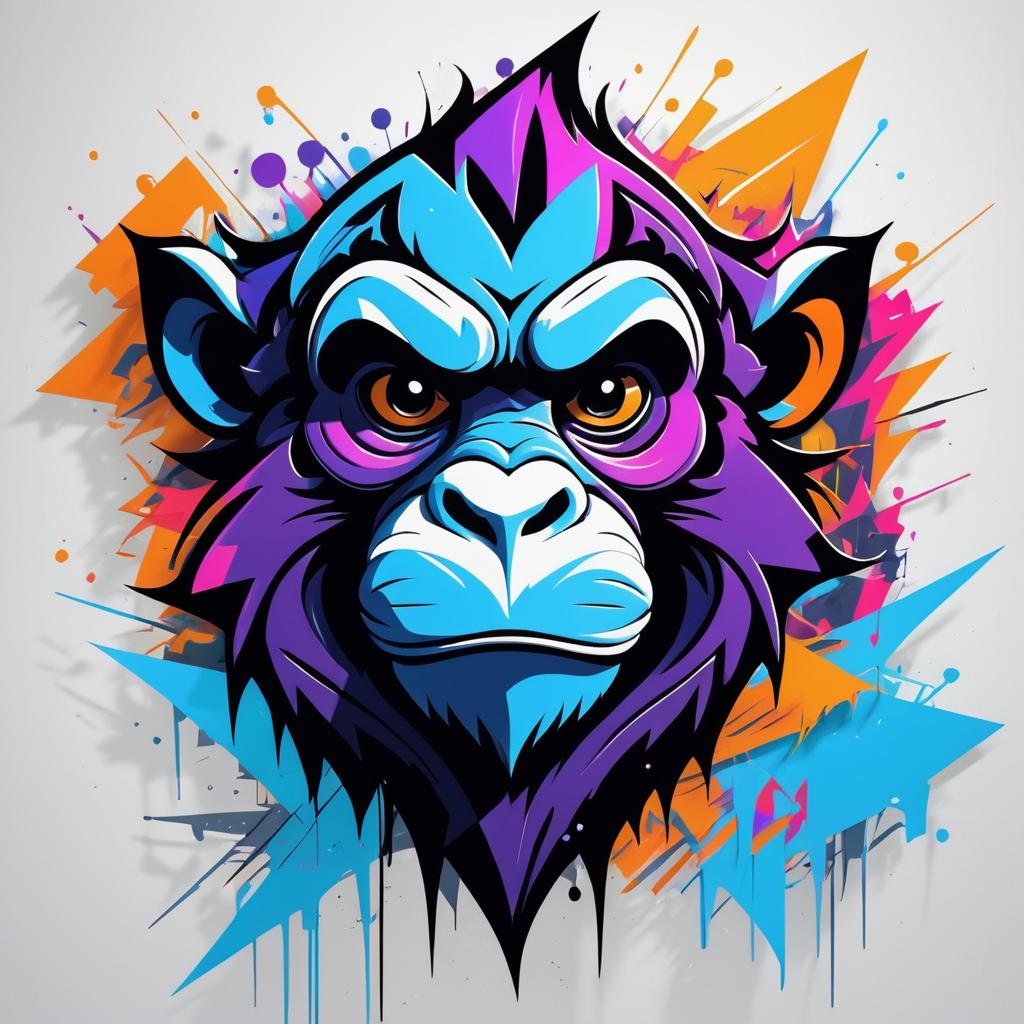 Abstract Cartoon Monkey with Graffiti Style