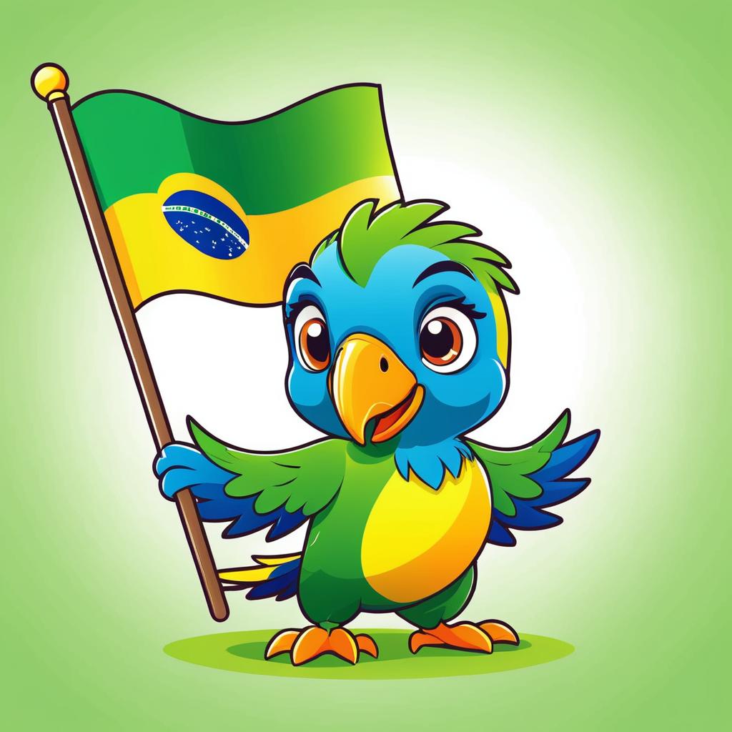 Adorable Parrot with Brazil Flag Design