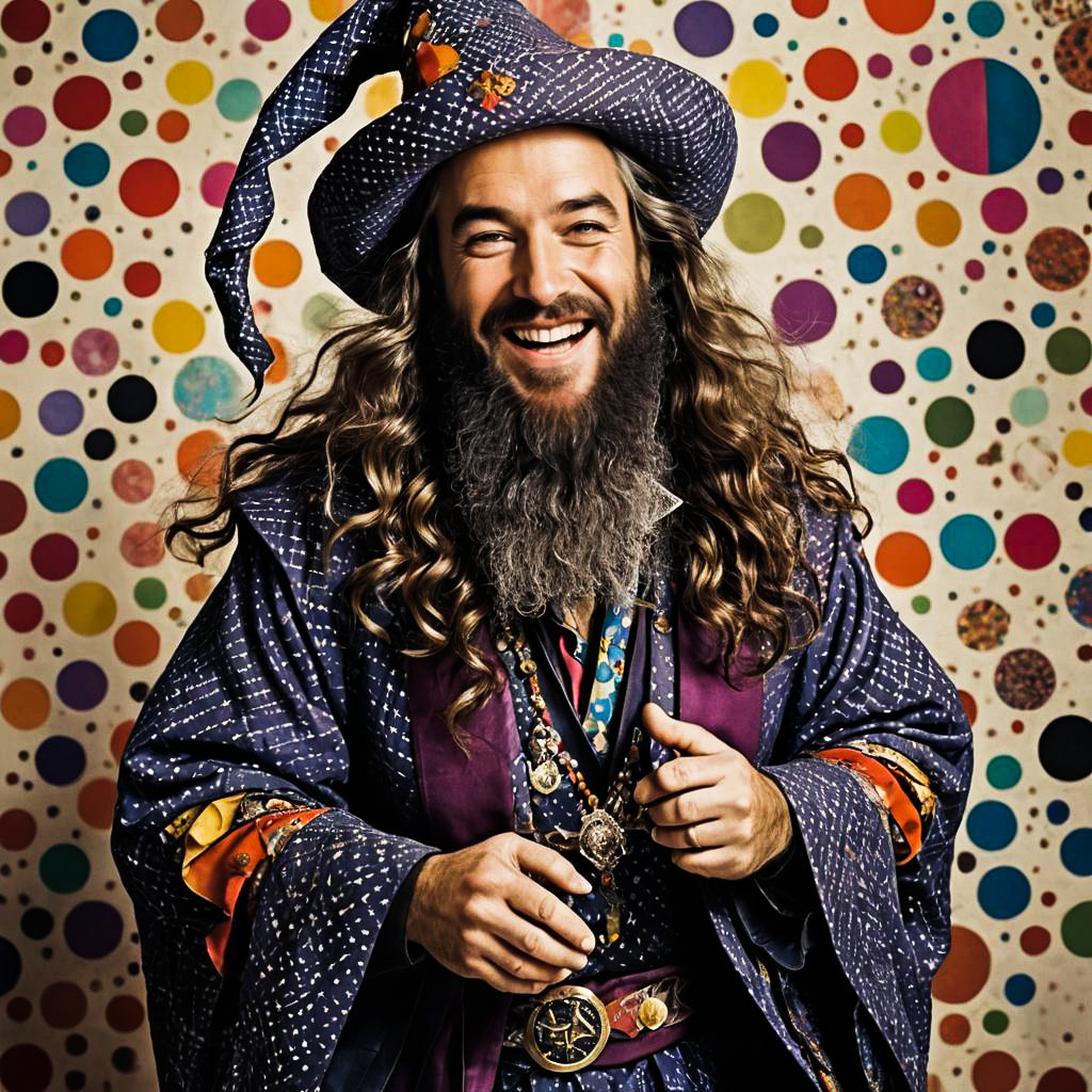 Vintage Photo of a Laughing Bearded Mage