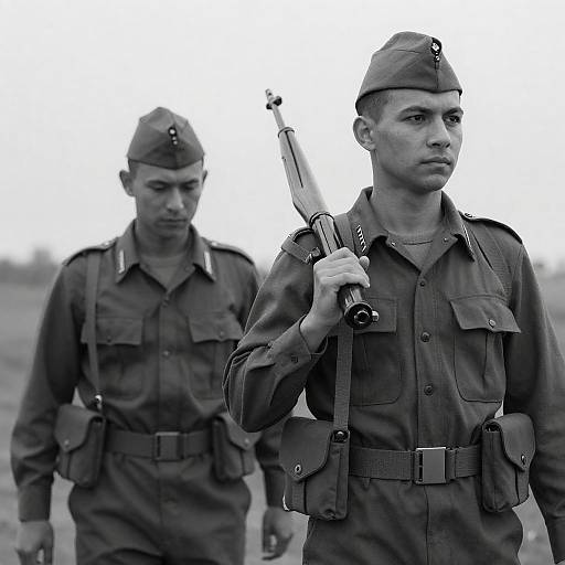 Serious Soldiers in a Black and White Shot