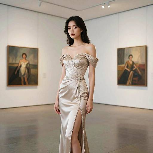 Avant-Garde Eveningwear in Art Gallery