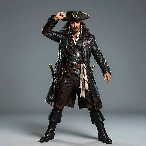 Dashing Pirate Rogue in Leather Coat